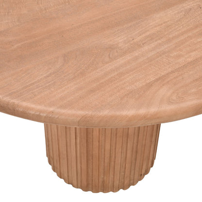 Breck Solid Wood 84" Mid-Century Modern Fluted Double Pedestal Dining Table