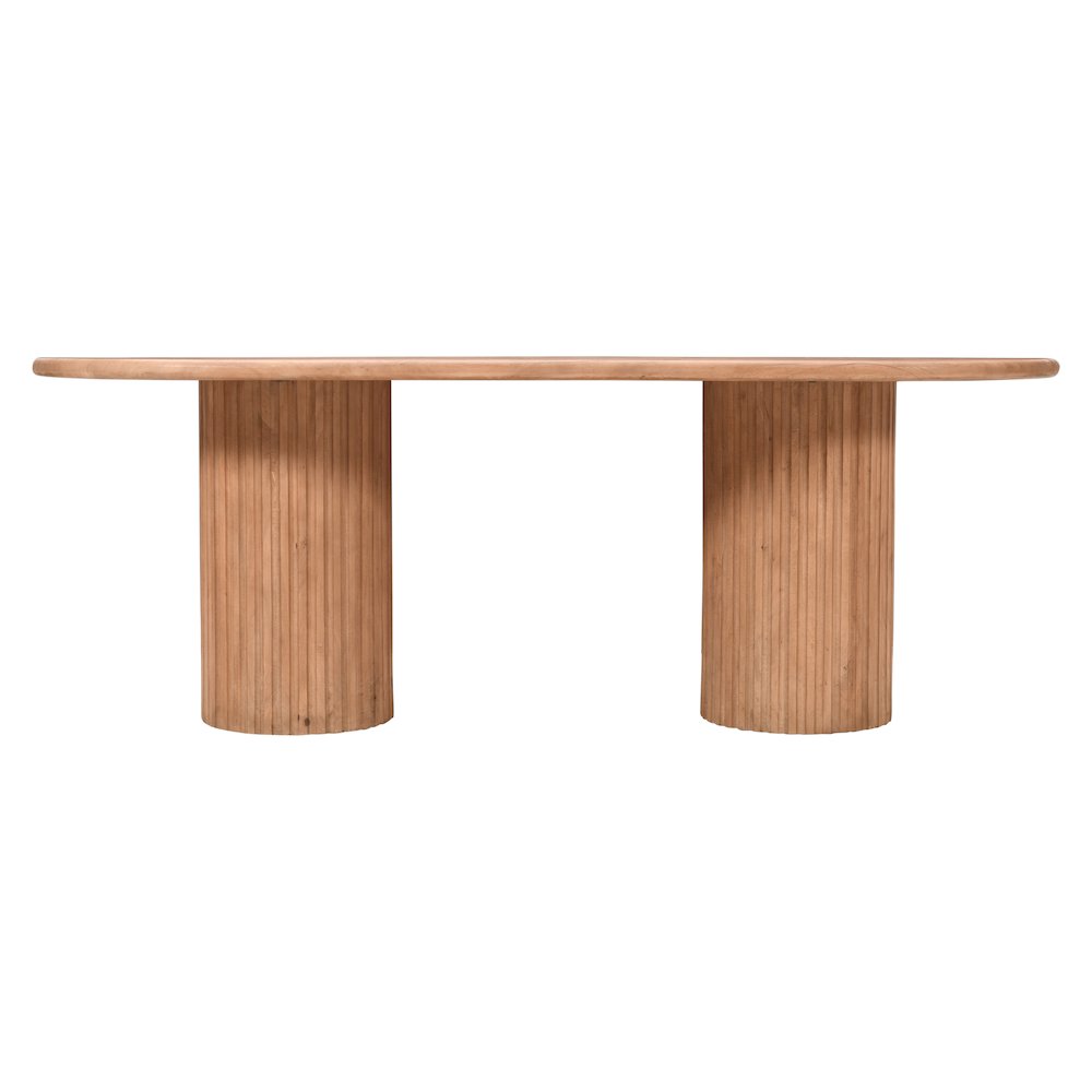 Breck Solid Wood 84" Mid-Century Modern Fluted Double Pedestal Dining Table