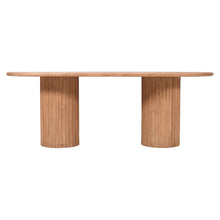 Breck Solid Wood 84" Mid-Century Modern Fluted Double Pedestal Dining Table