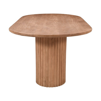 Breck Solid Wood 84" Mid-Century Modern Fluted Double Pedestal Dining Table