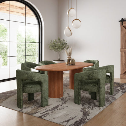 Breck Solid Wood 84" Mid-Century Modern Fluted Double Pedestal Dining Table