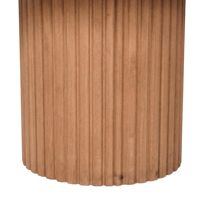 Solid Mango Wood Fluted Double Pedestal Dining Table, Mid-Century, Brown