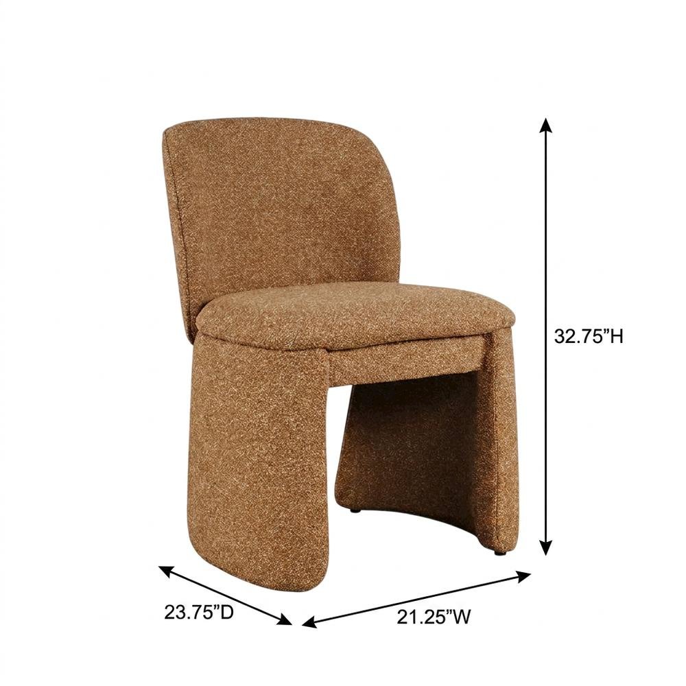 Polyester-Upholstered Mid-Century Modern Curved Dining Chairs, Brick, Set of 2