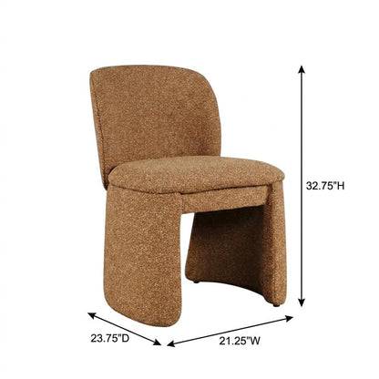 Polyester-Upholstered Mid-Century Modern Curved Dining Chairs, Brick, Set of 2