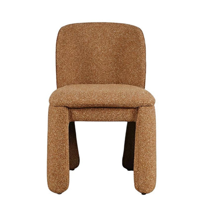 Polyester-Upholstered Mid-Century Modern Curved Dining Chairs, Brick, Set of 2