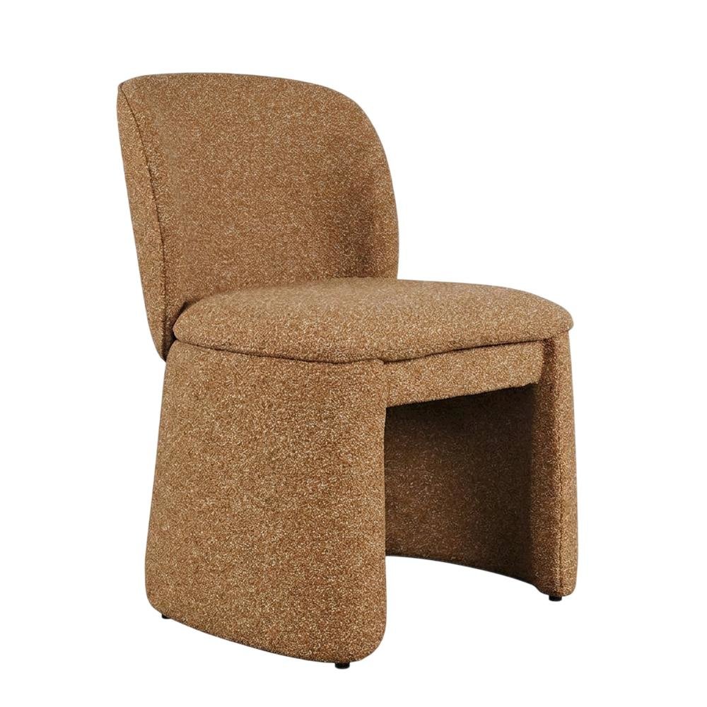 Polyester-Upholstered Mid-Century Modern Curved Dining Chairs, Brick, Set of 2