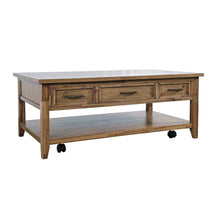 Claremont Transitional Rustic Wood Lift-Top Coffee Table with Wheels