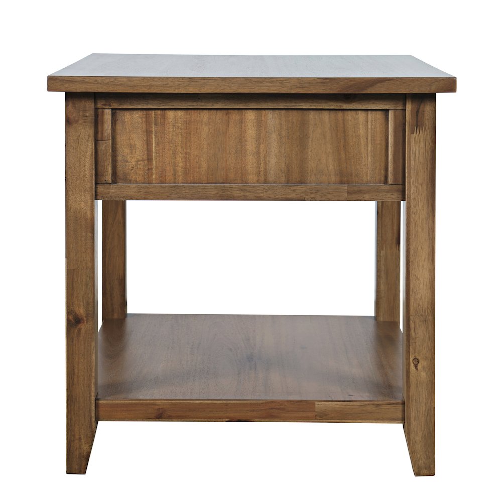 Claremont Transitional Rustic Wood Square End Table with Storage