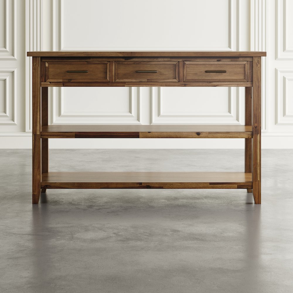 Claremont 50" Transitional Rustic Wood Sofa Console Table with Storage