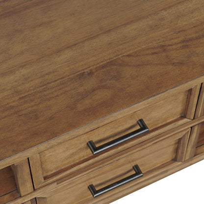 Claremont 48" Transitional Rustic Wood Coffee Table with Wheels