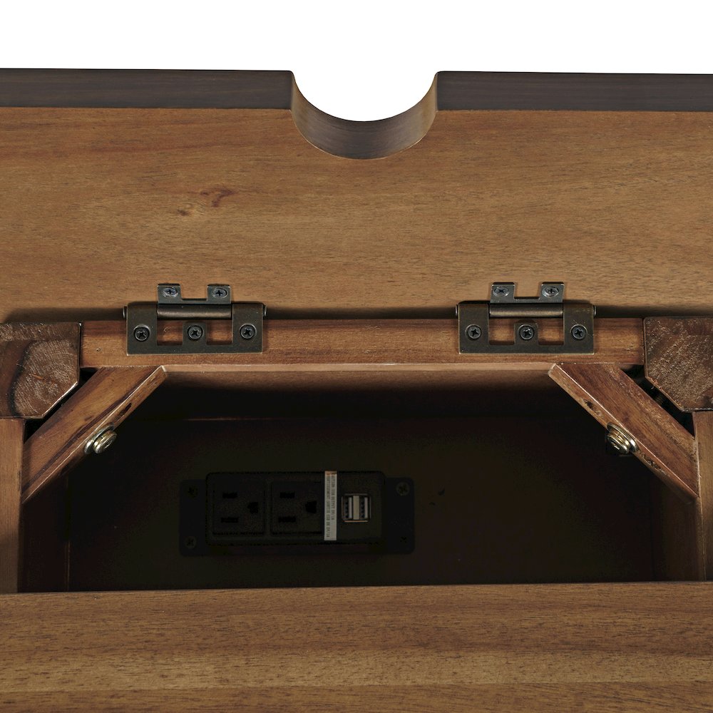 Claremont Transitional Rustic Wood USB Charging End Table with Storage