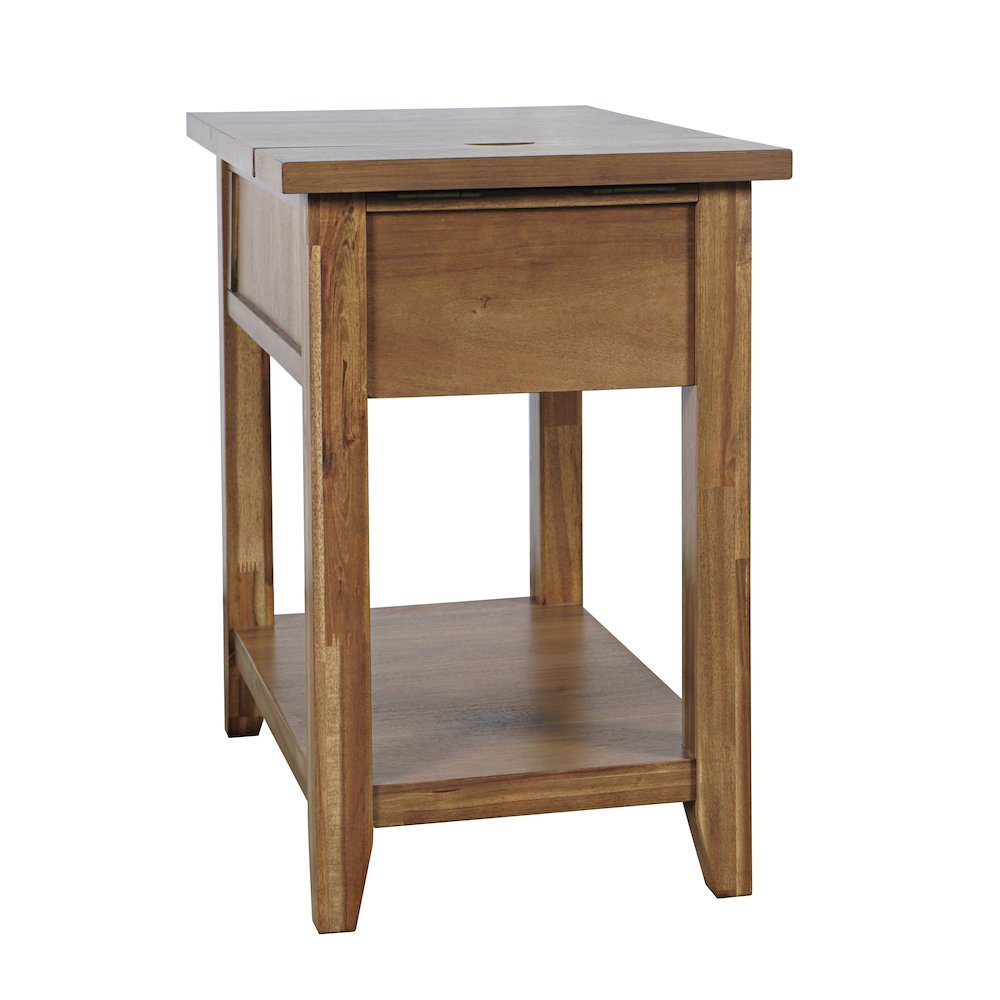 Claremont Transitional Rustic Wood USB Charging End Table with Storage