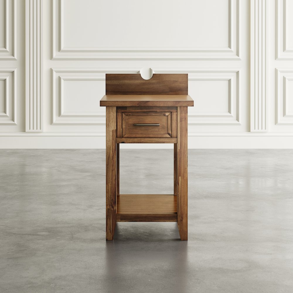 Claremont Transitional Rustic Wood USB Charging End Table with Storage