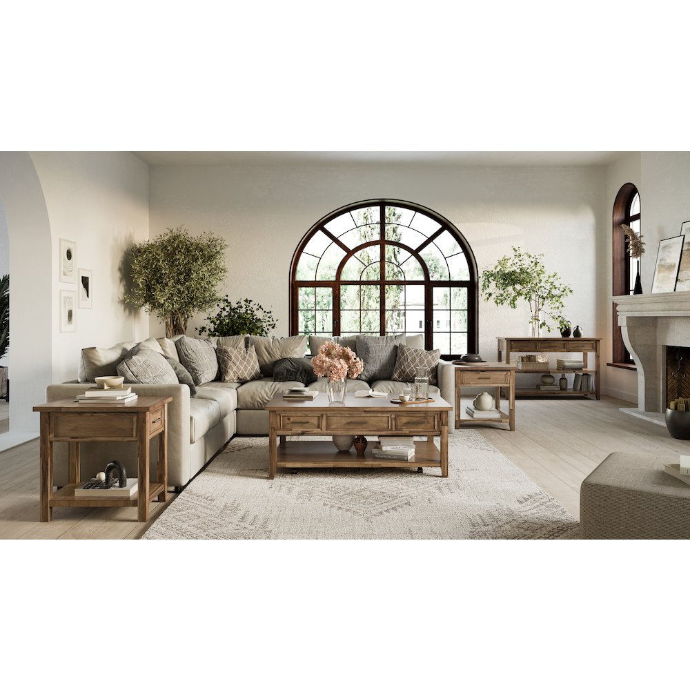 Claremont 50" Transitional Rustic Wood Sofa Console Table with Storage