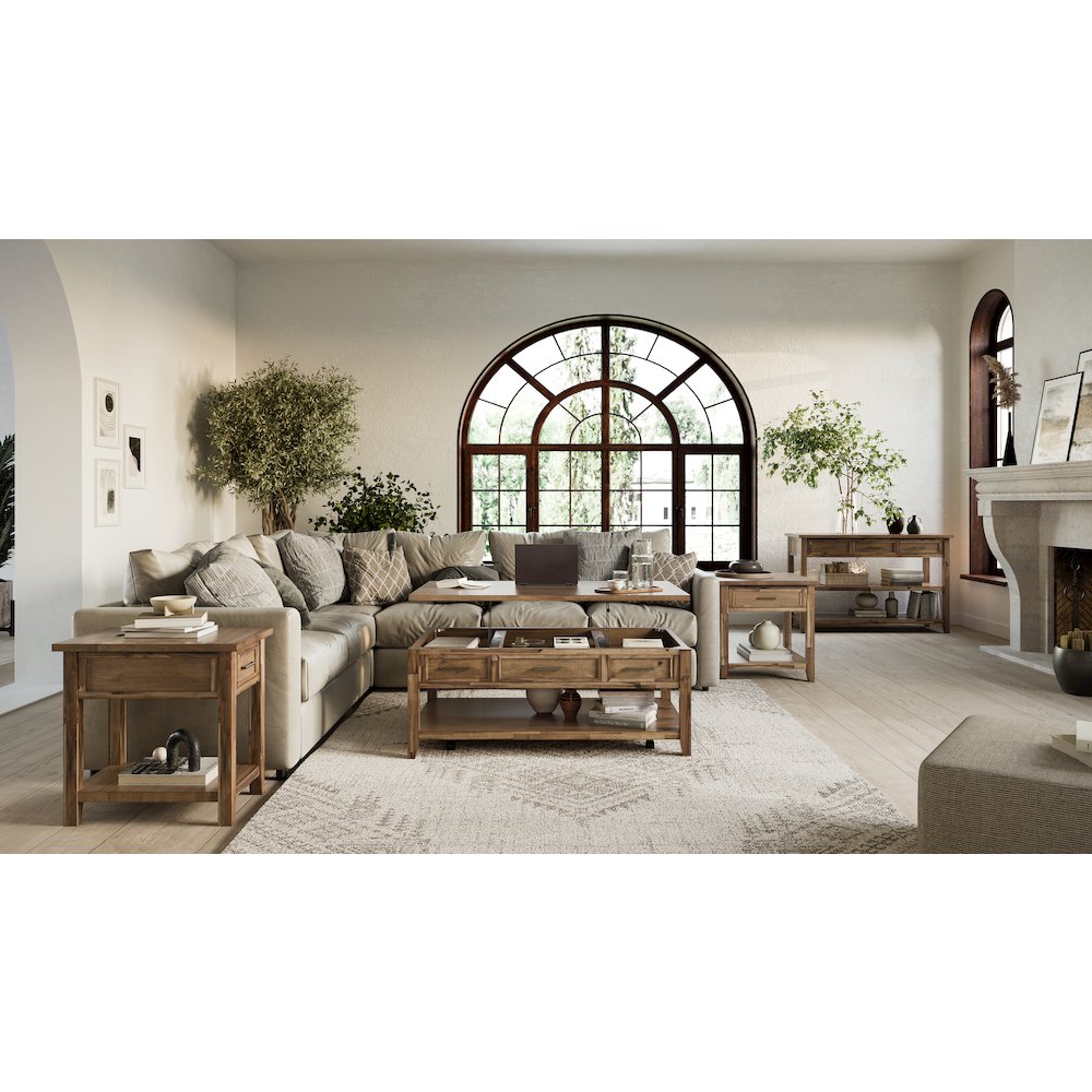 Claremont 50" Transitional Rustic Wood Sofa Console Table with Storage