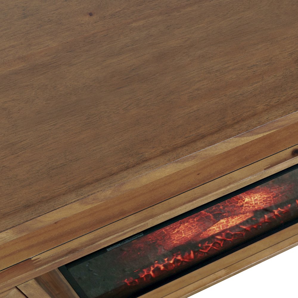 Transitional Rustic 32" Electric Fireplace Wire Brushed Console TV Stand