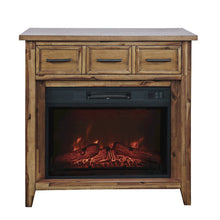 Transitional Rustic 32" Electric Fireplace Wire Brushed Console TV Stand