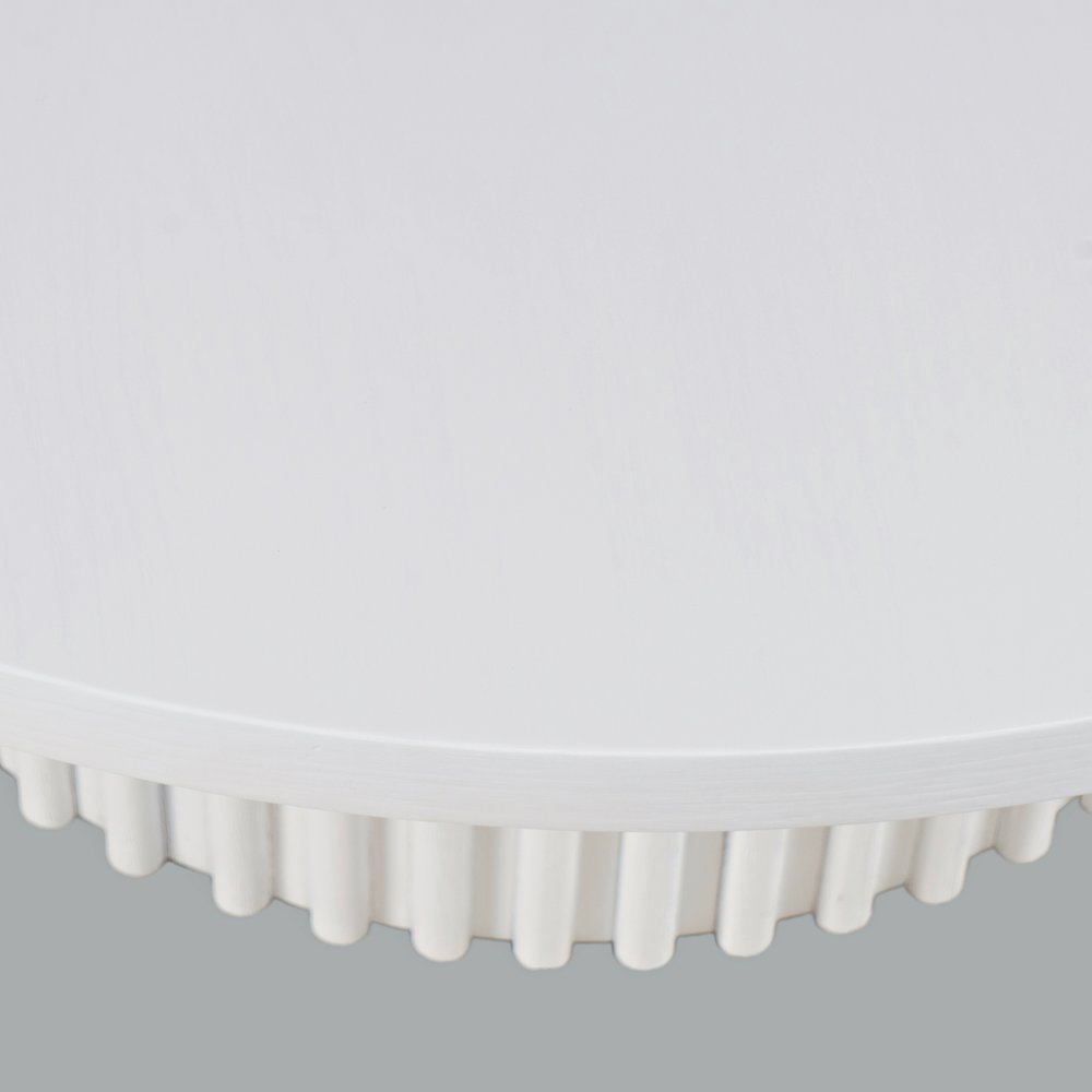 40" Round Mid-Century Fluted Pedestal Base Coffee Table with Caster Wheels