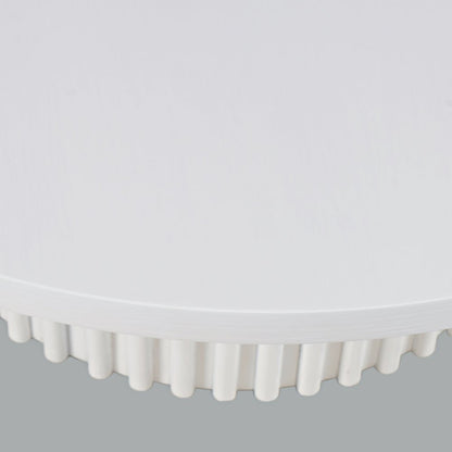 40" Round Mid-Century Fluted Pedestal Base Coffee Table with Caster Wheels