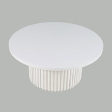 40" Round Mid-Century Fluted Pedestal Base Coffee Table with Caster Wheels