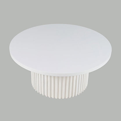 40" Round Mid-Century Fluted Pedestal Base Coffee Table with Caster Wheels
