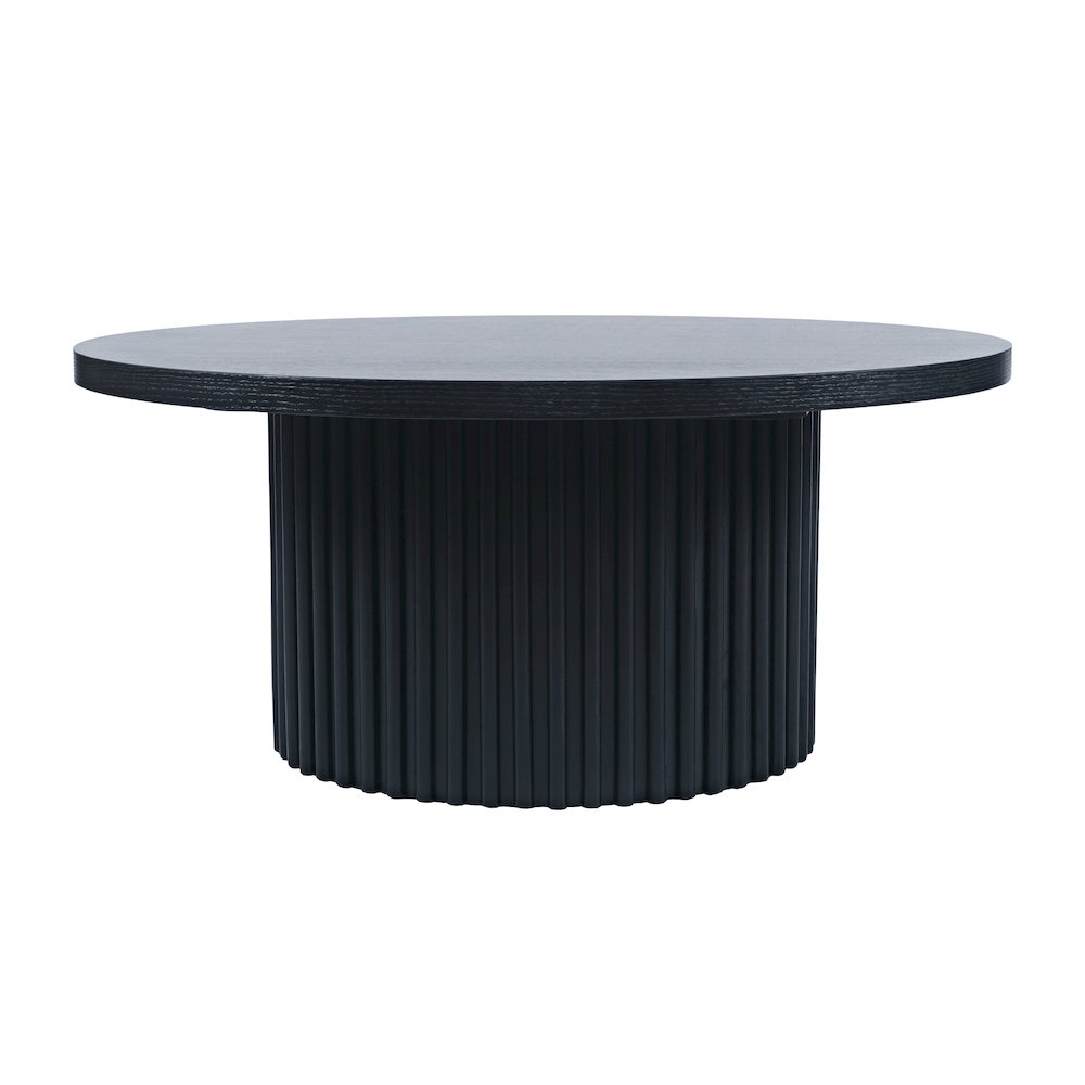 40" Round Mid-Century Fluted Pedestal Base Coffee Table with Caster Wheels