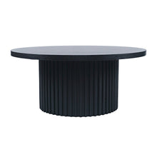 40" Round Mid-Century Fluted Pedestal Base Coffee Table with Caster Wheels