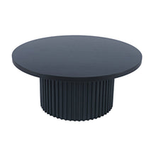 40" Round Mid-Century Fluted Pedestal Base Coffee Table with Caster Wheels