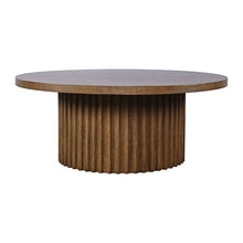 40" Round Mid-Century Modern Fluted Pedestal Base Coffee Table