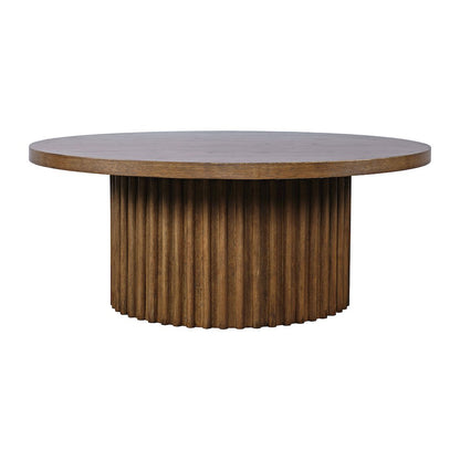 40" Round Mid-Century Modern Fluted Pedestal Base Coffee Table