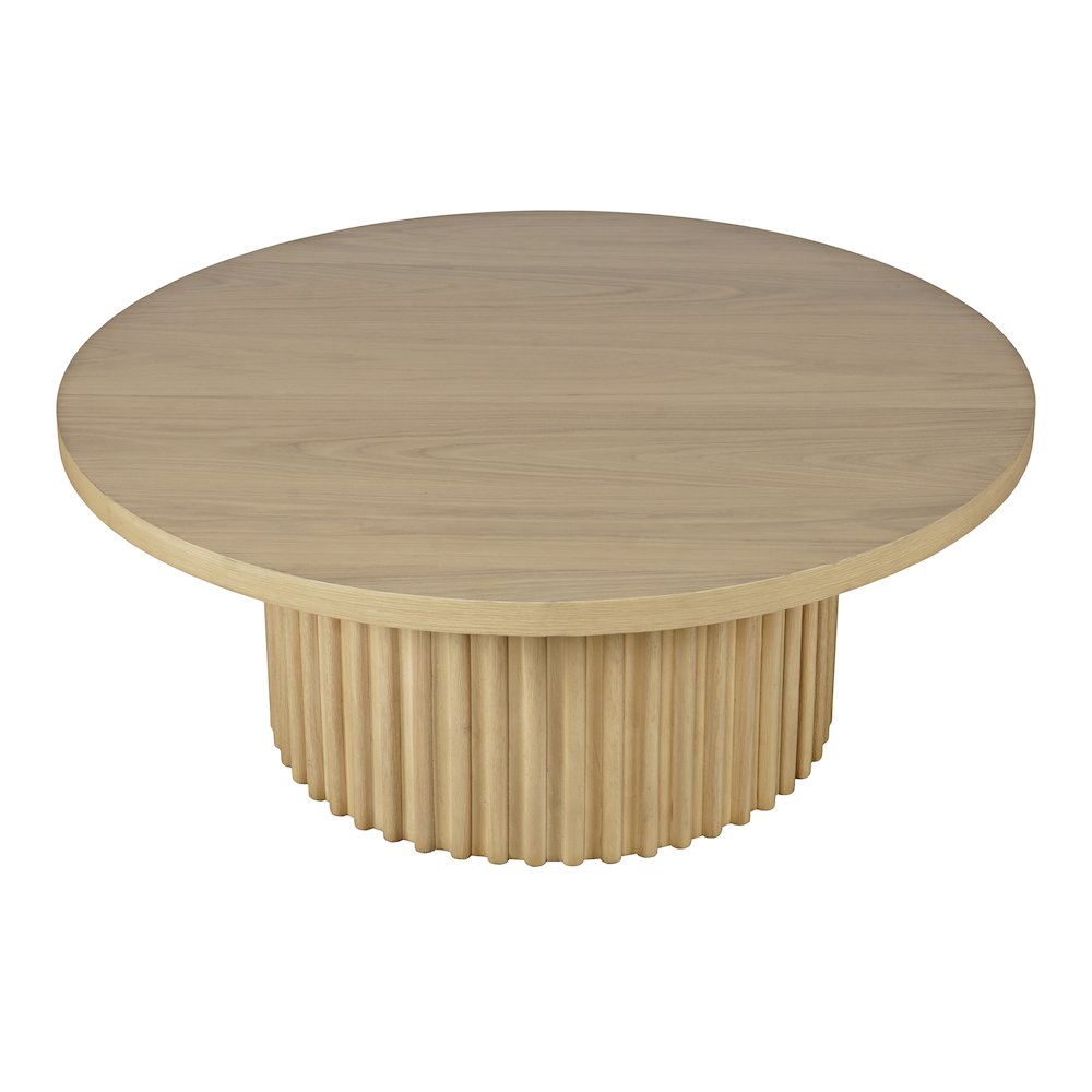 40" Round Mid-Century Modern Fluted Pedestal Base Coffee Table