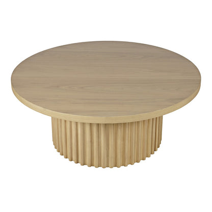 40" Round Mid-Century Modern Fluted Pedestal Base Coffee Table