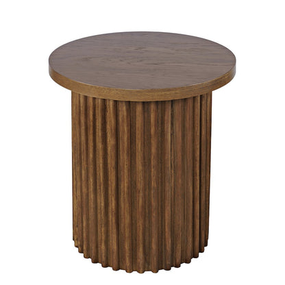 Auden 24" Round Mid-Century Modern Fluted Pedestal Base End Table