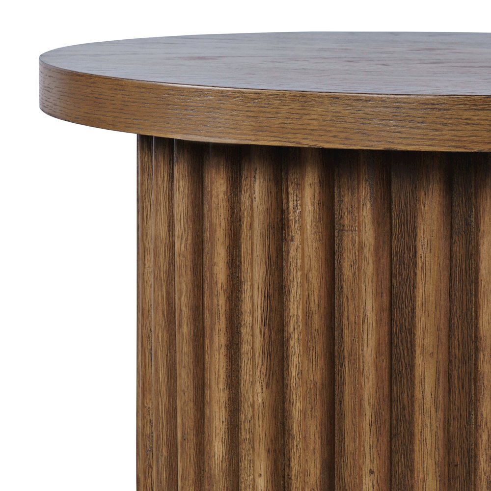 Auden 24" Round Mid-Century Modern Fluted Pedestal Base End Table