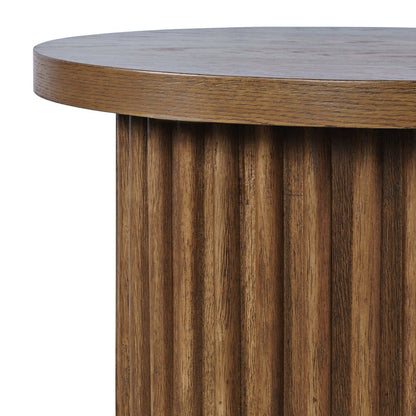 Auden 24" Round Mid-Century Modern Fluted Pedestal Base End Table