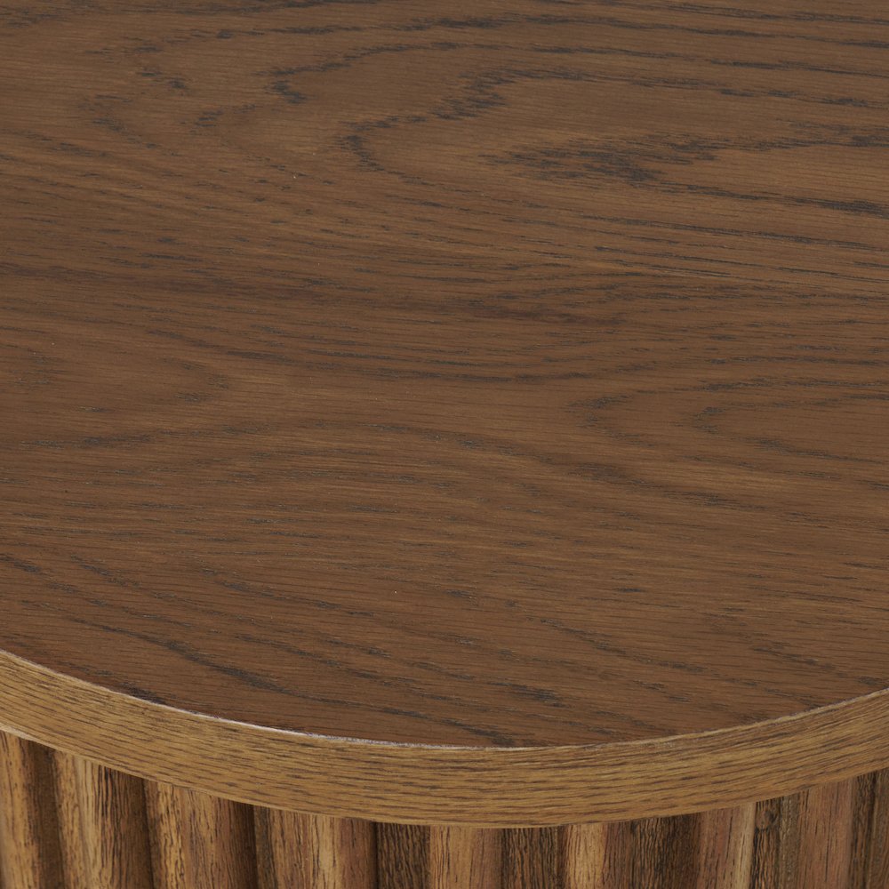 Auden 24" Round Mid-Century Modern Fluted Pedestal Base End Table