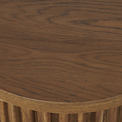 Auden 24" Round Mid-Century Modern Fluted Pedestal Base End Table