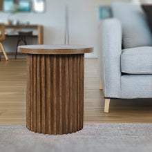 Auden 24" Round Mid-Century Modern Fluted Pedestal Base End Table