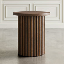Auden 24" Round Mid-Century Modern Fluted Pedestal Base End Table