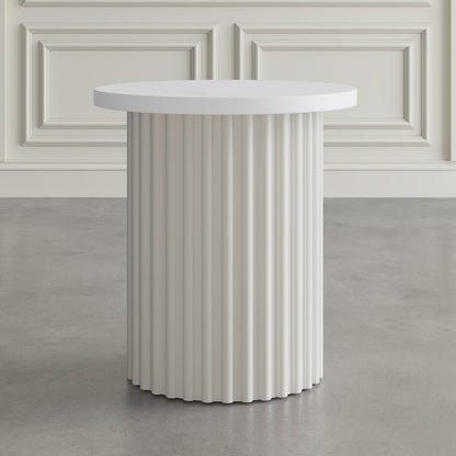 Auden 24" Round Mid-Century Modern Fluted Pedestal Base End Table