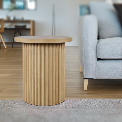 Auden 24" Round Mid-Century Modern Fluted Pedestal Base End Table