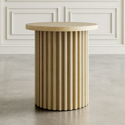 Auden 24" Round Mid-Century Modern Fluted Pedestal Base End Table