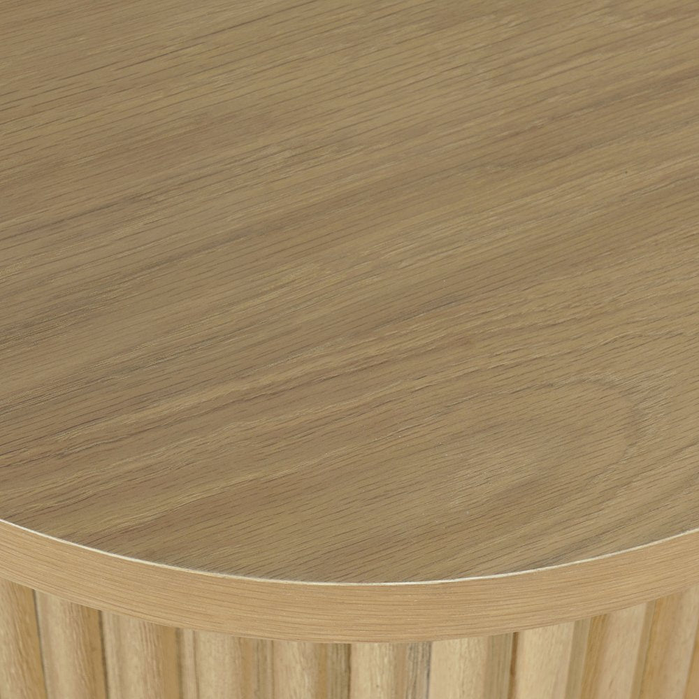 Auden 24" Round Mid-Century Modern Fluted Pedestal Base End Table