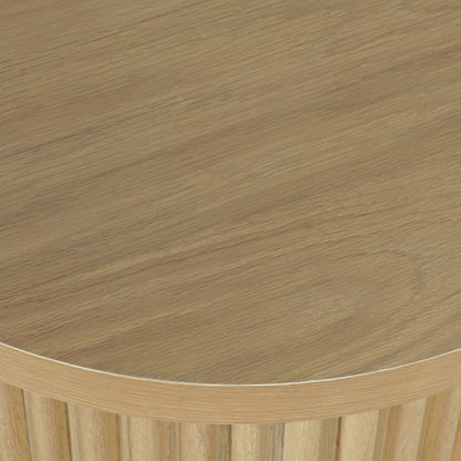 Auden 24" Round Mid-Century Modern Fluted Pedestal Base End Table