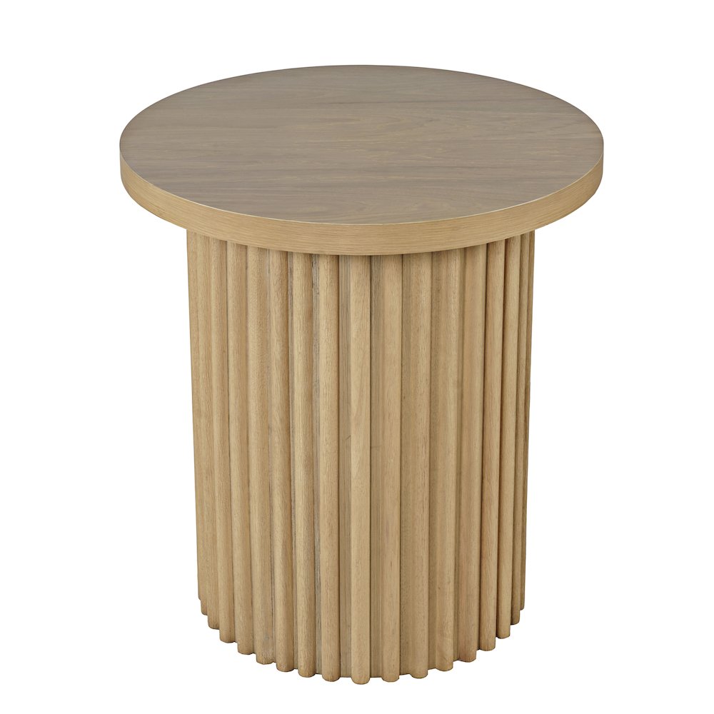 Auden 24" Round Mid-Century Modern Fluted Pedestal Base End Table