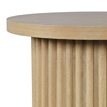 Auden 24" Round Mid-Century Modern Fluted Pedestal Base End Table