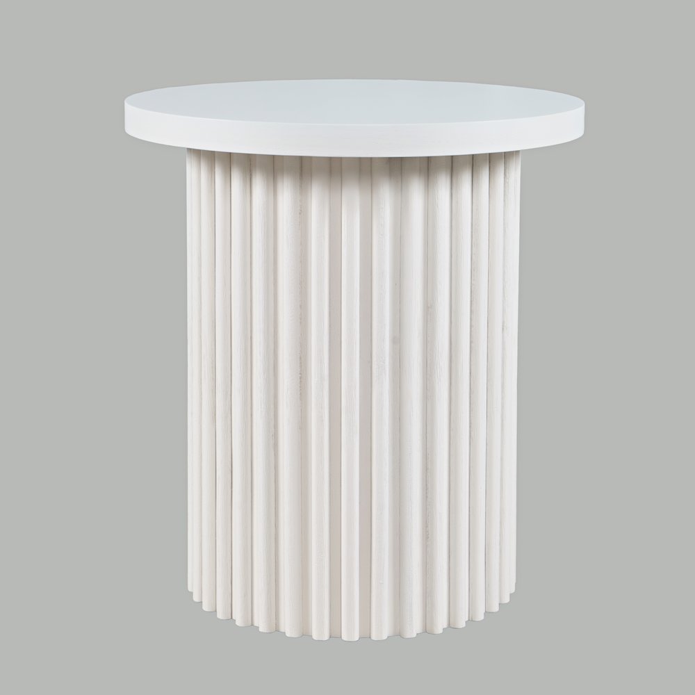 Auden 24" Round Mid-Century Modern Fluted Pedestal Base End Table