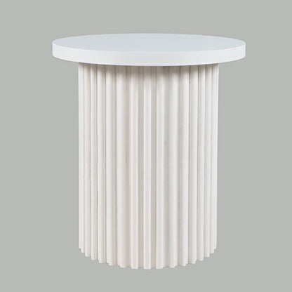 Auden 24" Round Mid-Century Modern Fluted Pedestal Base End Table