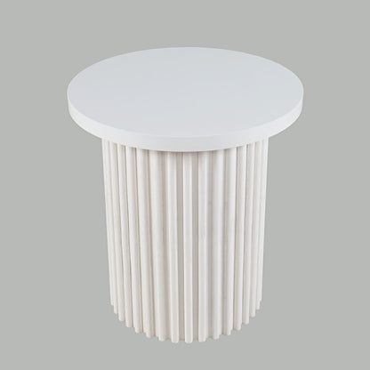 Auden 24" Round Mid-Century Modern Fluted Pedestal Base End Table