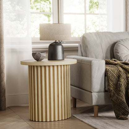 Auden 24" Round Mid-Century Modern Fluted Pedestal Base End Table